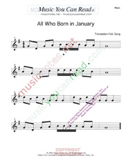 Click to enlarge: All Who Born in January Music Format