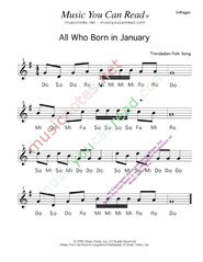 Click to Enlarge: All Who Born in January Solfeggio Format