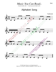 Click to enlarge: Alphabet Song  Music Format