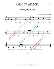 Click to Enlarge: Barnyard Song  Solfeggio Format