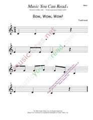 Click to enlarge: Bow, Wow, Wow!  Music Format