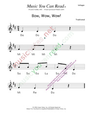 Click to Enlarge: Bow, Wow, Wow!  Solfeggio Format