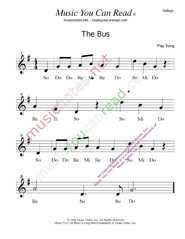 Click to Enlarge: "The Bus"  Solfeggio Format