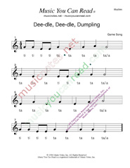 Click to Enlarge: "Deedle, Deedle, Dumpling" Rhythm Format