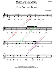 Click to Enlarge: "Five Currant Buns" Rhythm Format