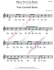 Click to Enlarge: "Five Currant Buns" Solfeggio Format