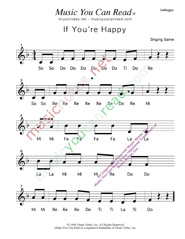 Click to Enlarge: "If You're Happy" Solfeggio Format