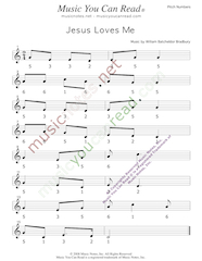 "Jesus Loves Me" Pitch Numbers Format