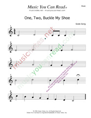 "One, Two, Buckle My Shoe" Music Format