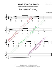 Click to Enlarge: "Reuben's Coming" Letter Names Format
