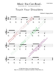 Click to Enlarge: "Touch Your Shoulders" Letter Names Format
