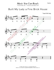 Click to Enlarge: "Built My Lady a Fine Brick House" Rhythm Format
