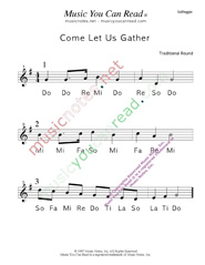Click to Enlarge: "Come Let Us Gather" Solfeggio Format