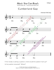 Click to Enlarge: "Cumberland Gap" Solfeggio Format