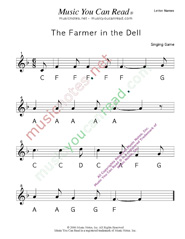 Click to Enlarge: "The Farmer in the Dell" Letter Names Format