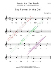 Click to Enlarge: "The Farmer in the Dell" Rhythm Format