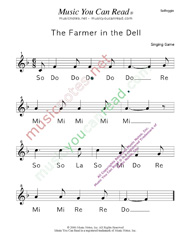 Click to Enlarge: "The Farmer in the Dell" Solfeggio Format