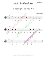 Click to Enlarge: "Goodnight to You All" Pitch Number Format