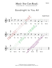Click to Enlarge: "Goodnight to You All" Rhythm Format
