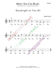 Click to Enlarge: "Goodnight to You All" Solfeggio Format