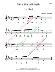 Click to enlarge: "Ida Red" Beats Format