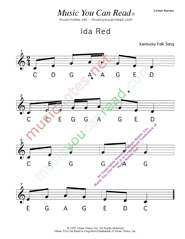 Click to Enlarge: "Ida Red" Letter Names Format