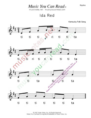 Click to Enlarge: "Ida Red" Rhythm Format