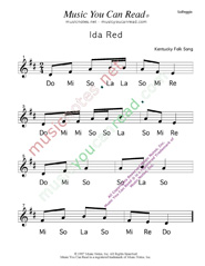 Click to Enlarge: "Ida Red" Solfeggio Format