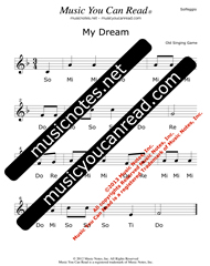 Click to Enlarge: "My Dream" Solfeggio Format