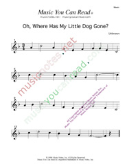 "Oh, Where Has My Little Dog Gone?" Music Format