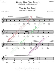 Click to Enlarge: "Thanks for Food" Solfeggio Format