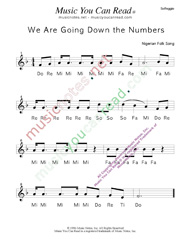 Click to Enlarge: "We Are Going Down the Numbers" Solfeggio Format
