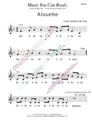 Click to Enlarge: "Alouette" Rhythm Format