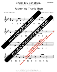 Click to Enlarge: "Father We Thank Thee" Letter Names Format