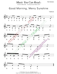 Click to Enlarge: "Good Morning, Merry Sunshine" Pitch Number Format