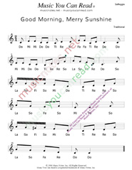 Click to Enlarge: "Good Morning, Merry Sunshine" Solfeggio Format