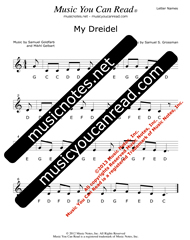 Click to Enlarge: "My Dreidel" Letter Names Format