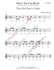 Click to Enlarge: "The Old Sow's Hide" Letter Names Format