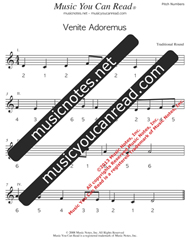 Click to Enlarge: "Venite Adoremus" Pitch Number Format