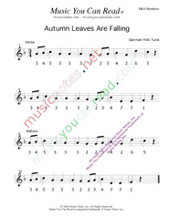 Click to Enlarge: "Autumn Leaves Are Falling" Pitch Number Format