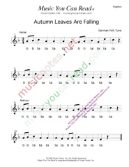 Click to Enlarge: "Autumn Leaves Are Falling" Rhythm Format