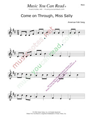 "Come on Through Miss Sally" Music Format