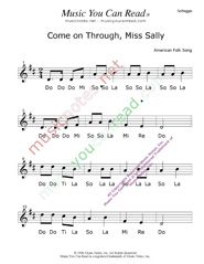 Click to Enlarge: "Come on Through Miss Sally" Solfeggio Format