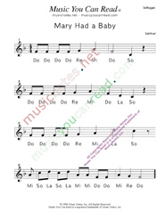 Click to Enlarge: "Mary Had a Baby" Solfeggio Format
