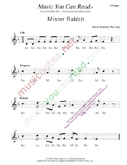 Click to Enlarge: "Mister Rabbit" Solfeggio Format