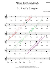 Click to Enlarge: "St. Paul's Steeple" Solfeggio Format