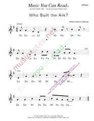 Click to Enlarge: "Who Buil the Ark?," Solfeggio Format