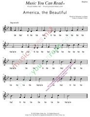 Click to Enlarge: "America the Beautiful," Rhythm Format