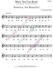 Click to Enlarge: "America the Beautiful," Solfeggio Format