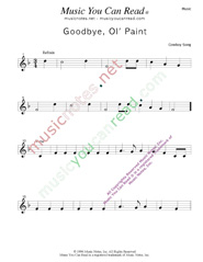 "Goodbye Old Paint," Music Format